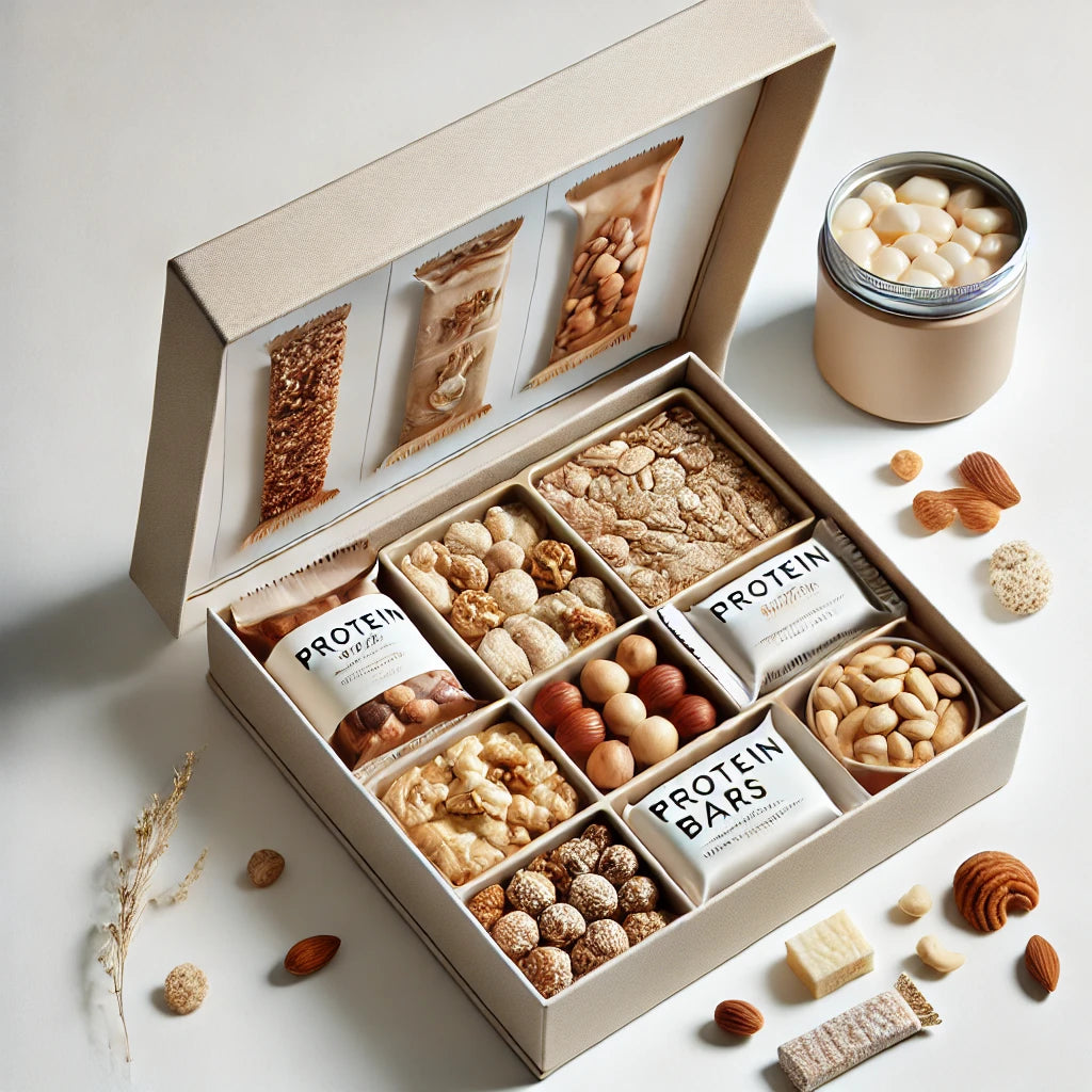 High Protein Mystery Snackbox mit Proteinriegeln, Nüssen und eiweißreichen Snacks verschiedener Marken