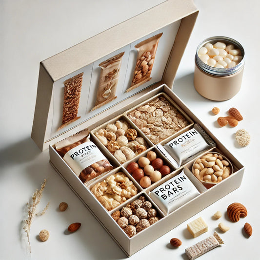High Protein Mystery Snackbox mit Proteinriegeln, Nüssen und eiweißreichen Snacks verschiedener Marken