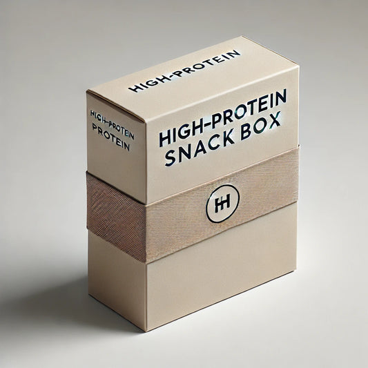 High Protein Mystery Snackbox mit Proteinriegeln, Nüssen und eiweißreichen Snacks verschiedener Marken - Beispielhafte Darstellung